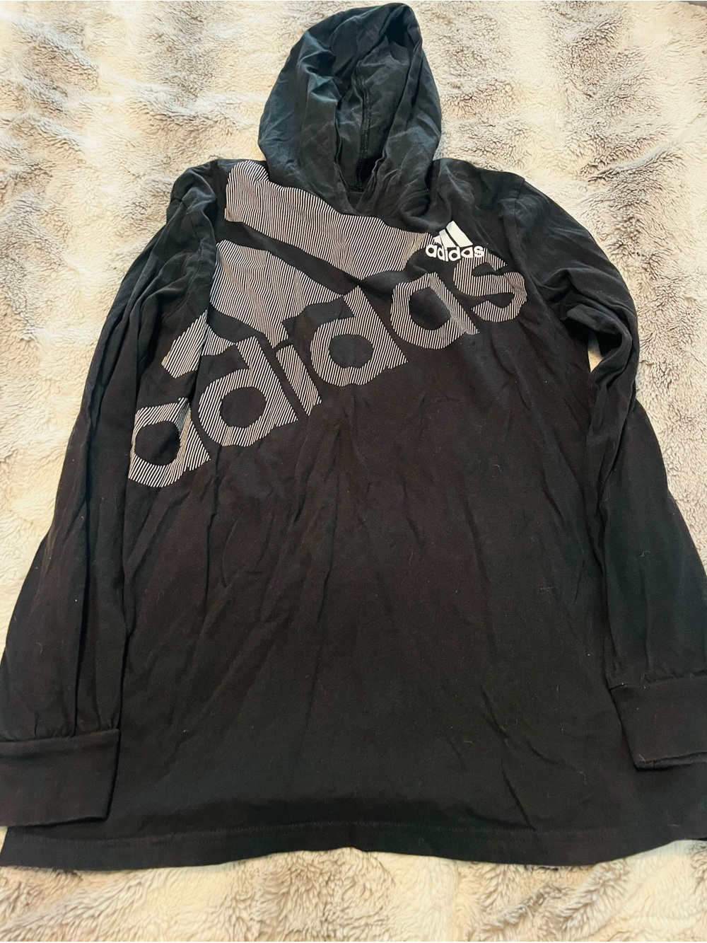 adidas Black Lightweight Hooded Long-Sleeve Shirt Jacket with Logo
